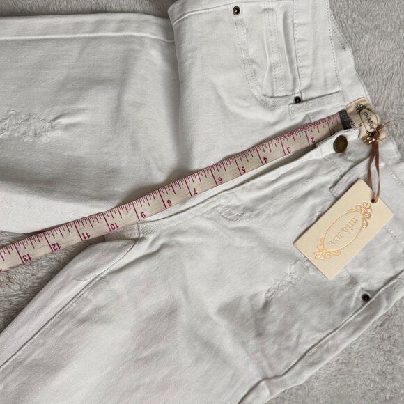 Joyfolie Clancy White Distressed Skinny Fit Jeans By Mia Joy Size 24 new - Picture 8 of 14